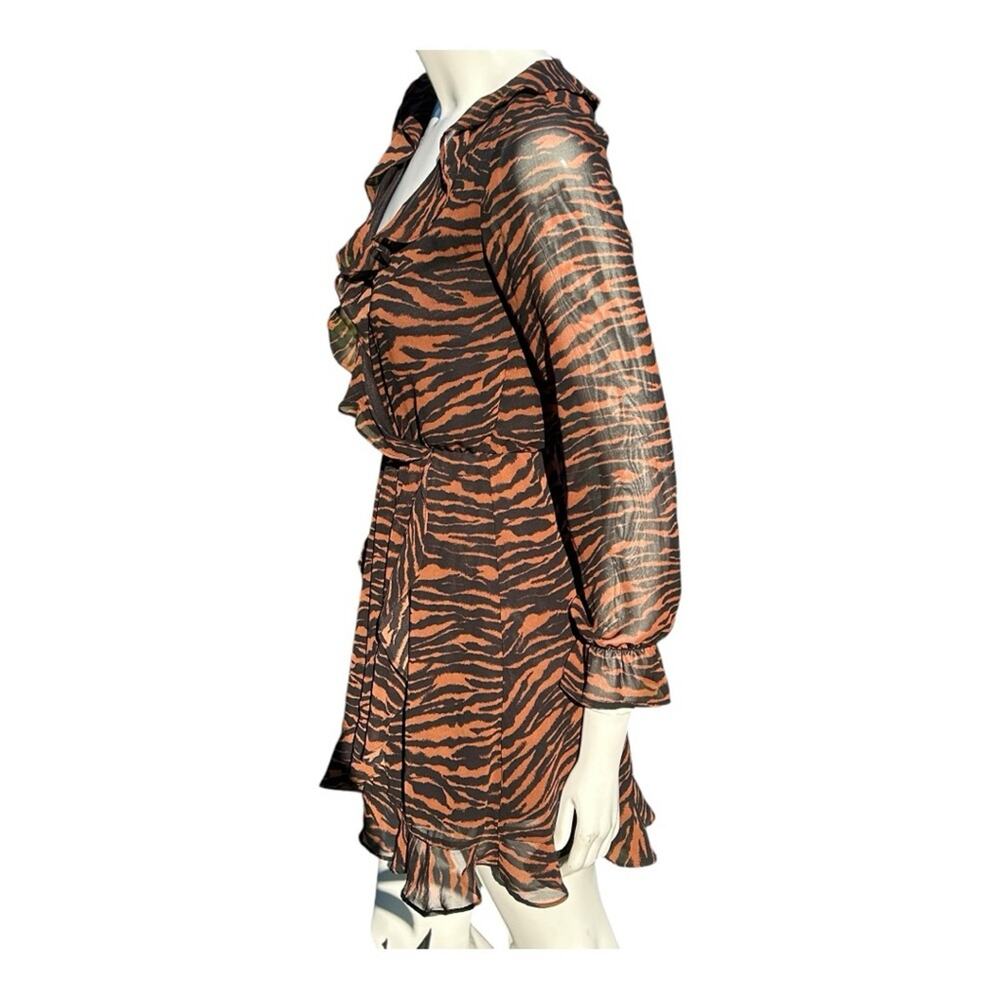 Divided Women's Long Sleeve Tiger Stripe Dress Brown n Black, Size 4 - Picture 3 of 7